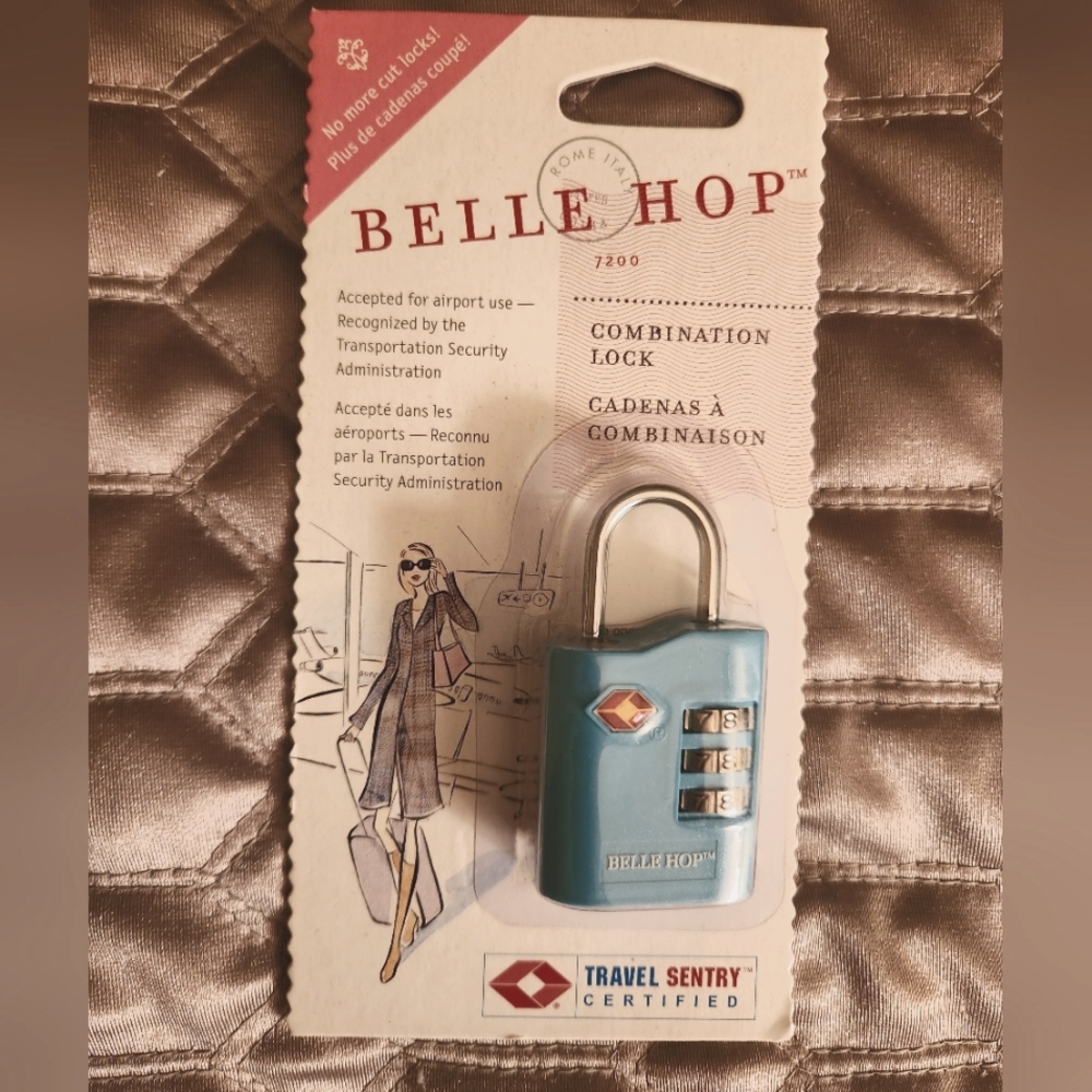 BELLE HOP Light Teal Blue TSA 3-Dial Combination Travel Suitcase Lock NEW